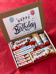 KINDER CHOCOLATE PERSONALISED HAMPER GIFT BOX BUENO SWEET LETTERBOX PRESENT🎁