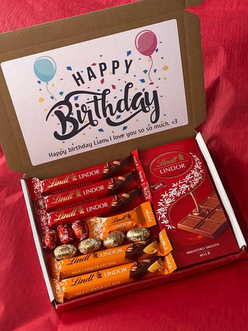 LINDT CHOCOLATE PERSONALISED Christmas GIFT BOX Birthday Present Lindor Bars Xmas Stocking Filler, Love You, Miss You, Thinking of You, Get Well Soon, Just For You