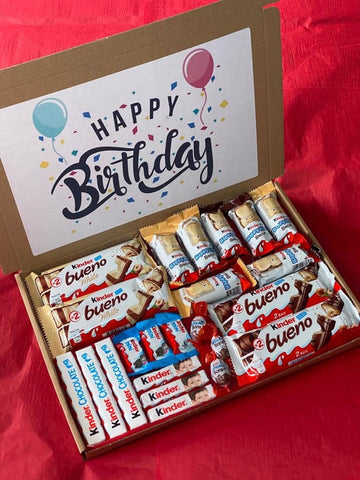 Kinder Chocolate Hamper Selection Box Kinder Bueno Hippo Sweet Gift Box Present PERSONALISED Birthday Love You Mothers Day Gift For Him Her