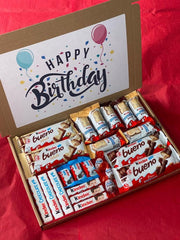 Kinder Chocolate Hamper Selection Box Kinder Bueno Hippo Sweet Gift Box Present PERSONALISED Birthday Love You Mothers Day Gift For Him Her