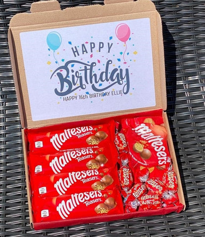 Personalised Maltesers Chocolate Sweet Hamper Gift Box Birthday Gift For Him Gift For Her Long Distance Hugs Handmade Malteser Hamper Kids