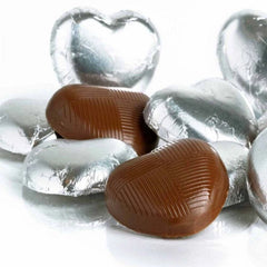 Milk Chocolate Silver Love Hearts – Foil Wrapped Chocolate Sweets