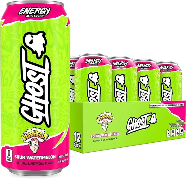 SOUR WATERMELON | Ghost Energy Cans Drink | Zero Sugar Free - 500ml -USA - VEGAN