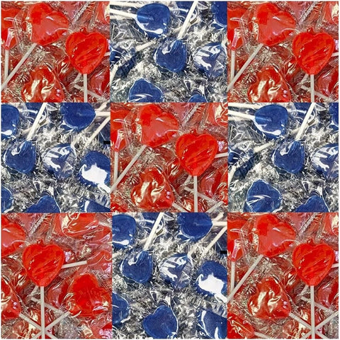 Heart Lollipops Red Blue Love Hearts Wedding Lollies Christmas