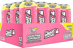 12 x GHOST ENERGY DRINK - Sour Pink Lemonade 500ml - GLUTEN SUGAR FREE - VEGAN