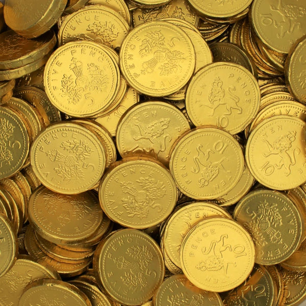 1kg Bag Large Milk Chocolate Gold Foiled MONEY COINS Party Bag Wedding Favours