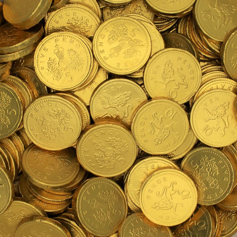 1kg Bag Large Milk Chocolate Gold Foiled MONEY COINS Party Bag Wedding Favours