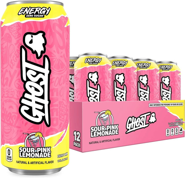 Sour Pink Lemonade | Ghost Energy Cans Drink | Sugar Free 500ml American - VEGAN