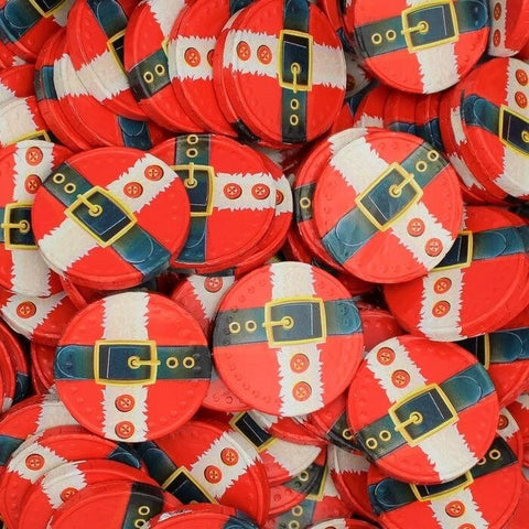 1kg Bag Xmas Large Milk Chocolate Gold Foiled SANTAS BELT COINS Party Favours