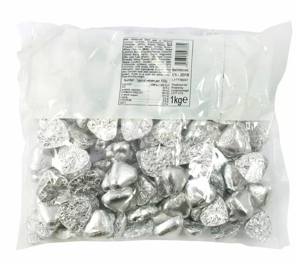 Milk Chocolate Silver Hearts – Foil Wrapped Party Sweets | Wedding, Valentine & Gift Treats