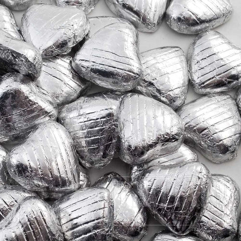 Milk Chocolate Silver Love Hearts – Foil Wrapped Chocolate Sweets