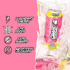 Sour Pink Lemonade | Ghost Energy Cans Drink | Sugar Free 500ml American - VEGAN