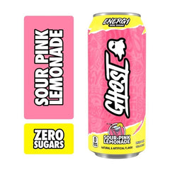 12 x GHOST ENERGY DRINK - Sour Pink Lemonade 500ml - GLUTEN SUGAR FREE - VEGAN