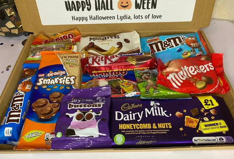 Personalised Halloween Chocolate Letterbox Gift Hamper Kids Sweets Trick Treat