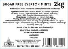 BONDS Sugar Free Everton Mints Sweets Diabetics Lite Wrapped Boiled UK 100g 2KG
