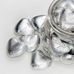 Milk Chocolate SILVER LOVE HEARTS FOIL WRAPPED Weddings Valentines Parties