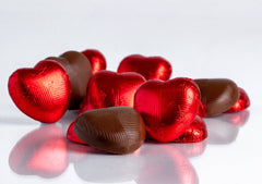Milk Chocolate RED HEARTS FOIL WRAPPED Love Hearts Weddings Valentines Parties