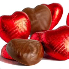 Milk Chocolate RED HEARTS FOIL WRAPPED Love Hearts Weddings Valentines Parties