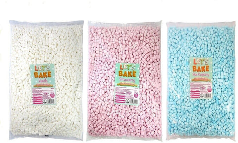 BLUE WHITE PINK MINI MARSHMALLOWS RETRO SWEETS PARTY BAG BABY SHOWER HALAL BAG