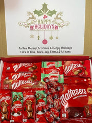 CHOCOLATE PERSONALISED HAMPER GIFT BOX Christmas Present Maltesers Bars Milk