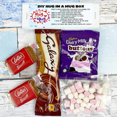 Hug In a Mug Hot Chocolate, Biscuit, Marshmallow Personalised Letterbox Gift Box