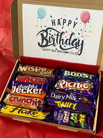 Cadbury Dairy Milk Chocolate Sweet Personalised Box Candy Hamper Orange Twirl Letterbox Treat Selection Gift Present Personalised Birthday