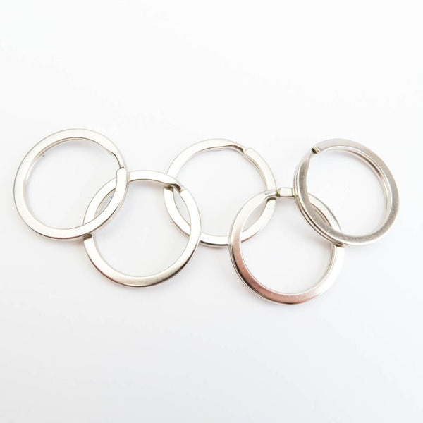 Nickel Split Rings O Rings Double Loop Keyrings Silver Flat Keychain 30mm Stainless Steel Metal Keyring Blanks Nickel Hoop Loop Key Holder