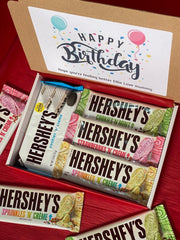 Personalised Chocolate Hamper, Mothers Day Gift Birthday Gift Box, Hersheys, American Sweets Chocolate Present, Letterbox Gifts For Him Her