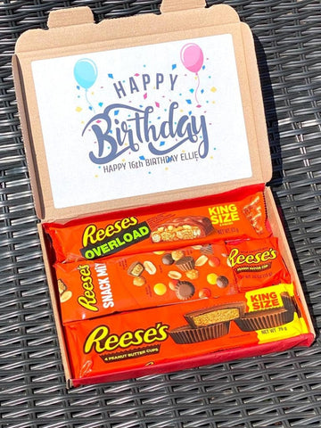 Personalised Reeses Treat Gift Box | Handmade Chocolate Hamper | Reeces Chocolate Present | Reese's Peanut Butter Hamper | Birthday Box
